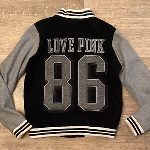 VS PINK Black and Gray Varsity Jacket
